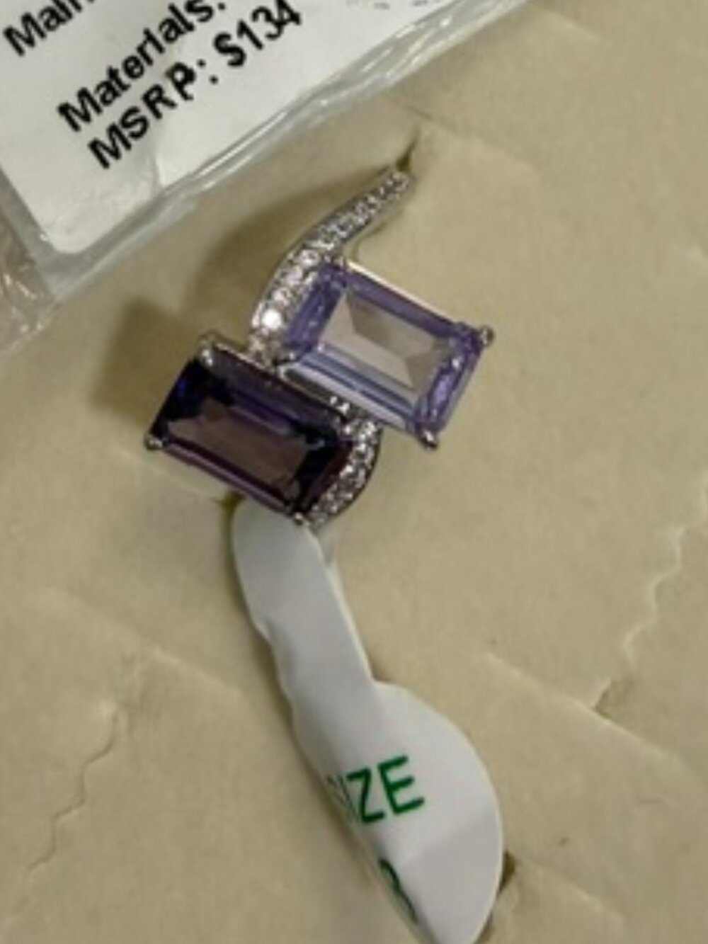 Bomb Party Ring "Bend Before You Snap" Amethyst Lavender Topaz Size 8 RG97092